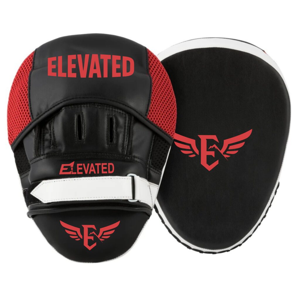 premium boxing mma focus mitts with padded curved surface and wrist straps