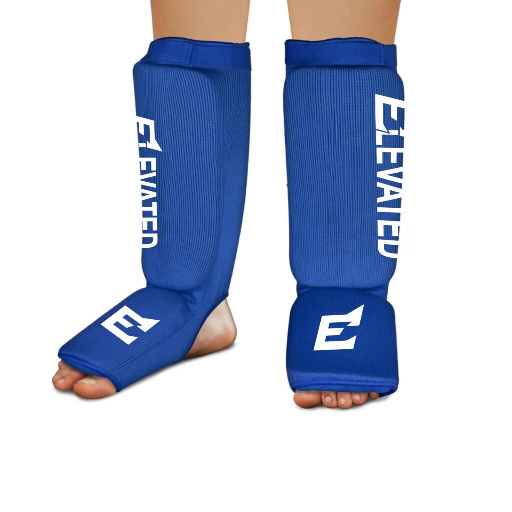 Pro Impact Shin Guards – Front and Rear View ergonomic pro impact shin guards with protective shell and foam padding